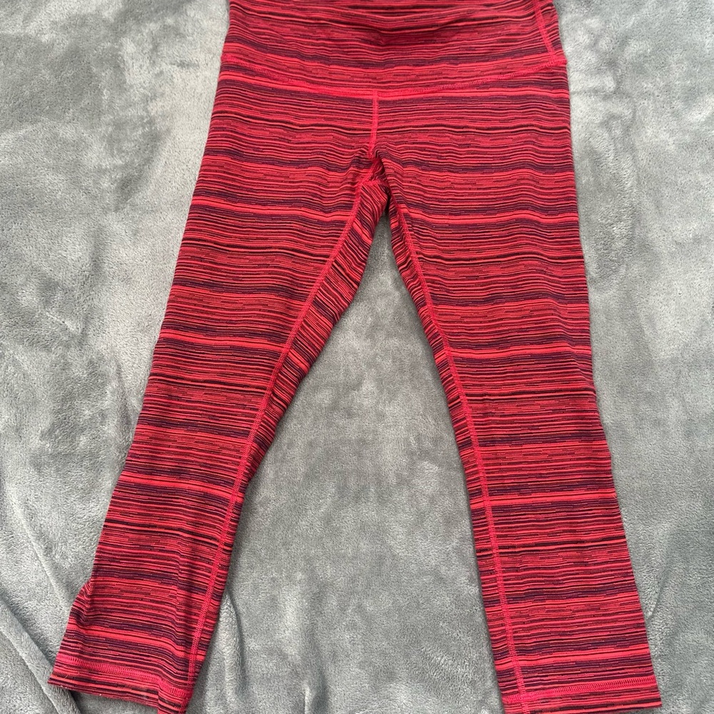 Lululemon Athletica Red Striped Cropped Pants